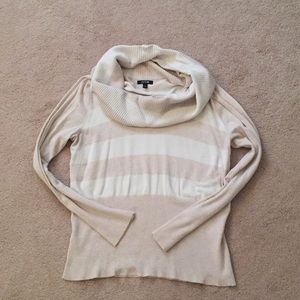 Apt 9 cream and white striped cowl neck sweater